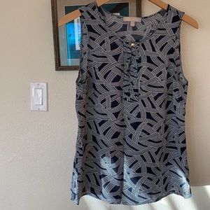 Banana Republic Sleeveless Navy and White Blouse